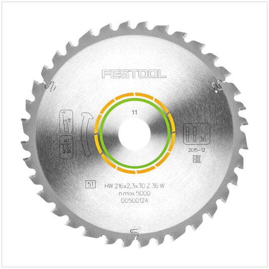 Festool Universal Kreissägeblatt HW 216 x 30 x 2,3 mm W36 216 mm 36 Zähne ( 500124 ) - Toolbrothers