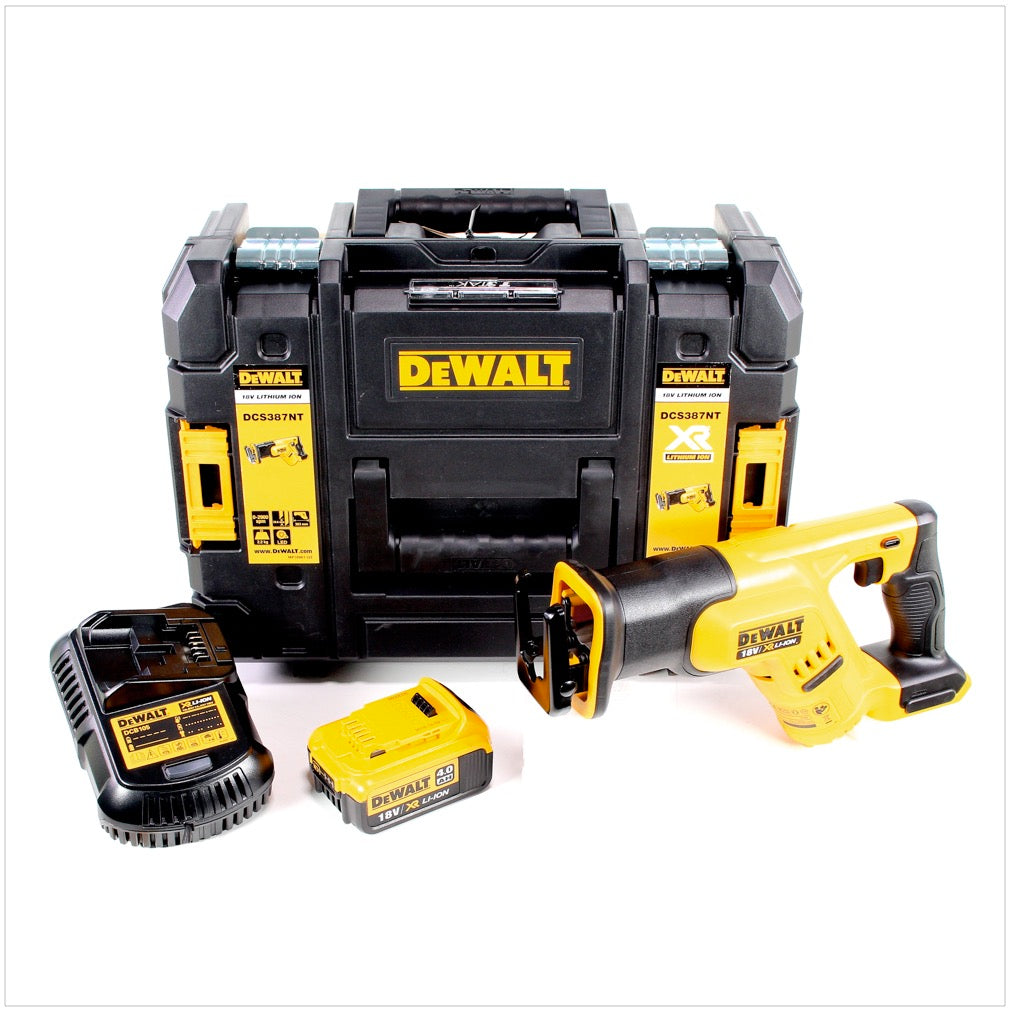 DeWalt DCS 387 M1 18 V Akku Säbelsäge Reciprosäge in TSTAK Box mit 1 x DCB 182 4,0 Ah Akku + DCB 105 Ladegerät - Toolbrothers