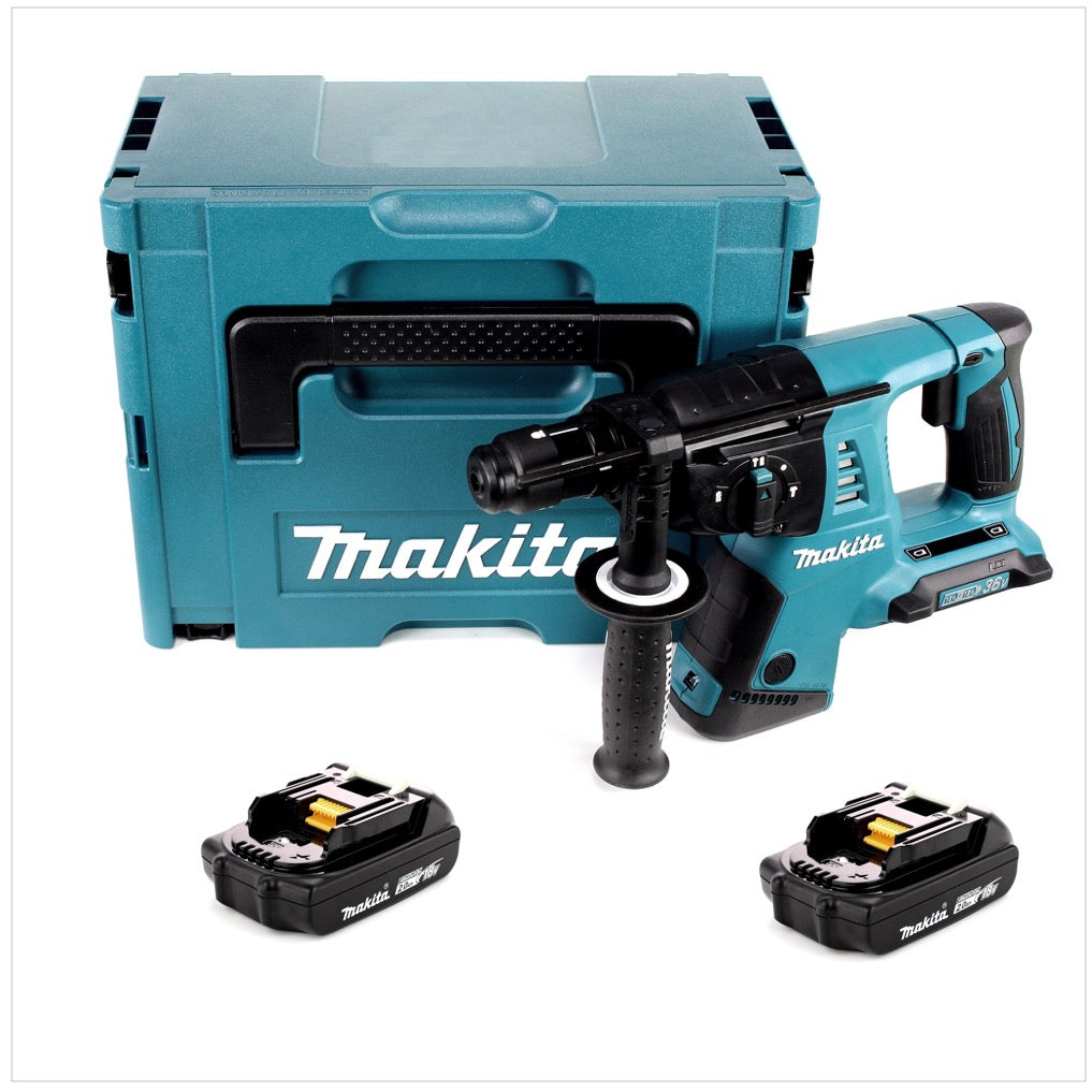 Makita DHR 264 AJ Akku Bohrhammer 36 V ( 2x 18 V ) 3,0 J SDS Plus  + 2x Akku 2,0 Ah + Makpac - ohne Ladegerät - Toolbrothers