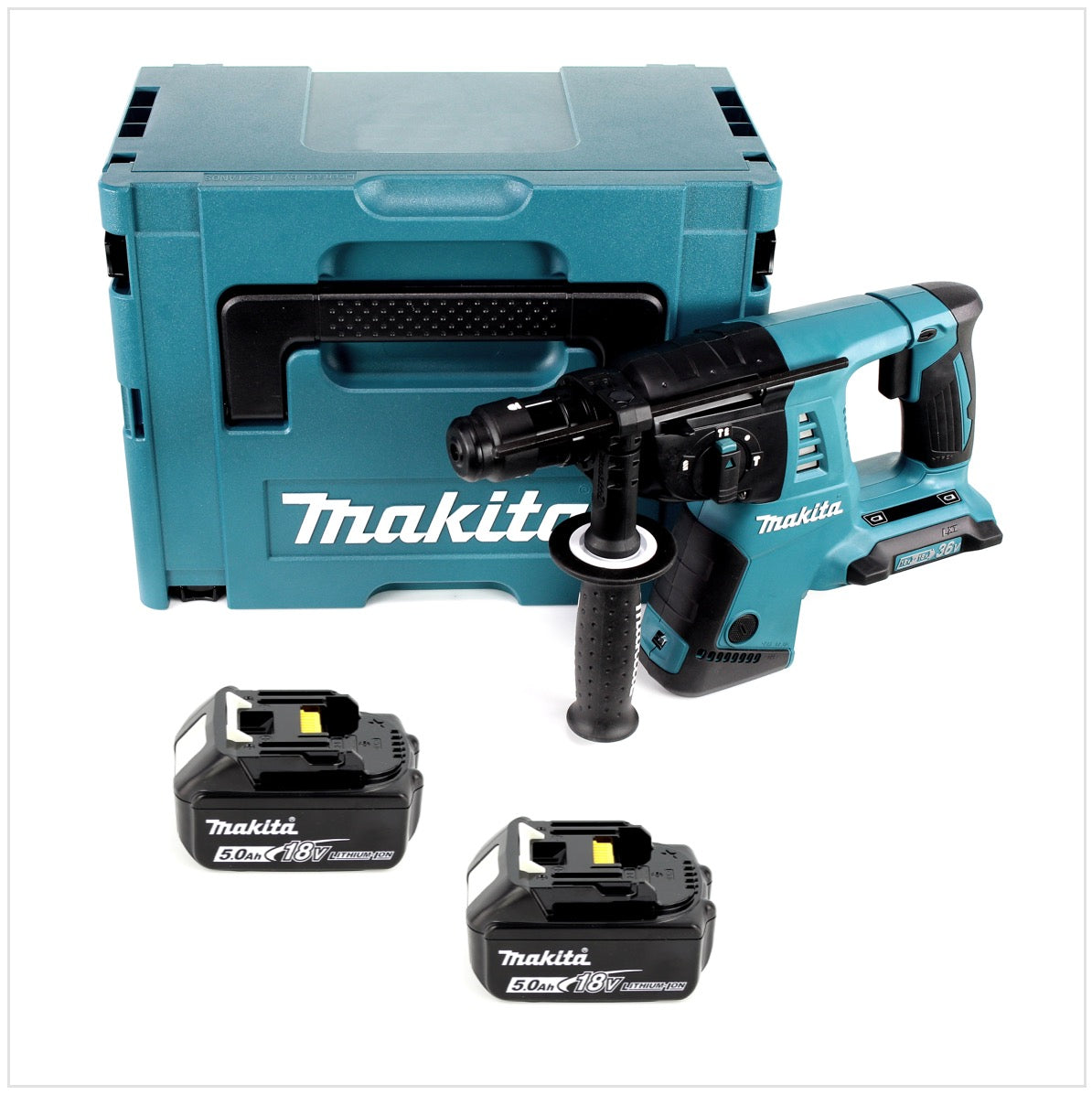 Makita DHR 264 2 x 18 V / 36 V Li-Ion SDS Plus Akku-Bohrhammer in Makpac 4 mit Einlage + 2 x BL 1850 18 V 5,0 Ah Li-Ion Akku - Toolbrothers