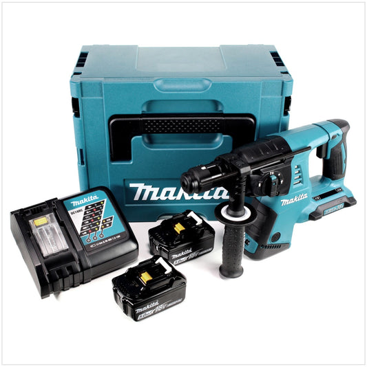 Makita DHR 264 2 x 18 V / 36 V Li-Ion SDS Plus Akku-Bohrhammer in Makpac 4 mit Einlage + 2 x BL 1850 B 18 V 5,0 Ah Li-Ion Akku + 1 x DC18RC Ladegerät - Toolbrothers