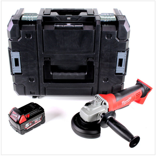 Milwaukee HD 18 AG Akku Winkelschleifer 115 mm in Stanley TSTAK Box + M18 B5 5,0 Ah Akku - Toolbrothers