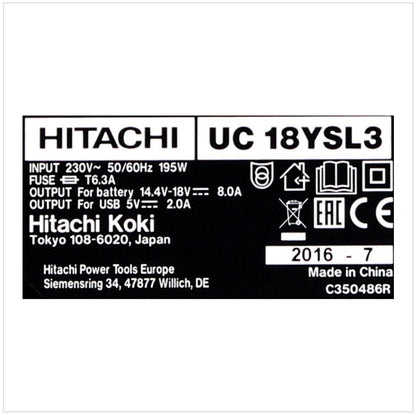 Hitachi UC 18YSL3 Akku Ladegerät 14,4 - 18 V für Hitachi Schiebe-Akkus mit USB-Anschluss - Toolbrothers