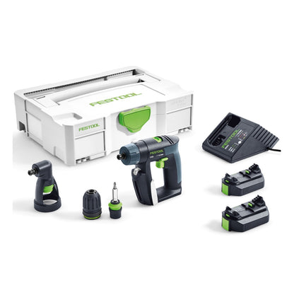 Festool CXS Li 2,6 Plus Akku Bohrschrauber 10,8V 16Nm ( 564532 ) + Winkelvorsatz + 2x Akku 2,6Ah + Ladegerät + Systainer - Toolbrothers