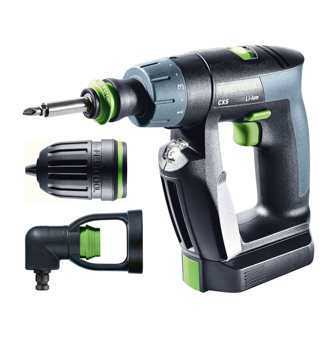 Festool CXS Li 2,6 Plus Akku Bohrschrauber 10,8V 16Nm ( 564532 ) + Winkelvorsatz + 2x Akku 2,6Ah + Ladegerät + Systainer - Toolbrothers