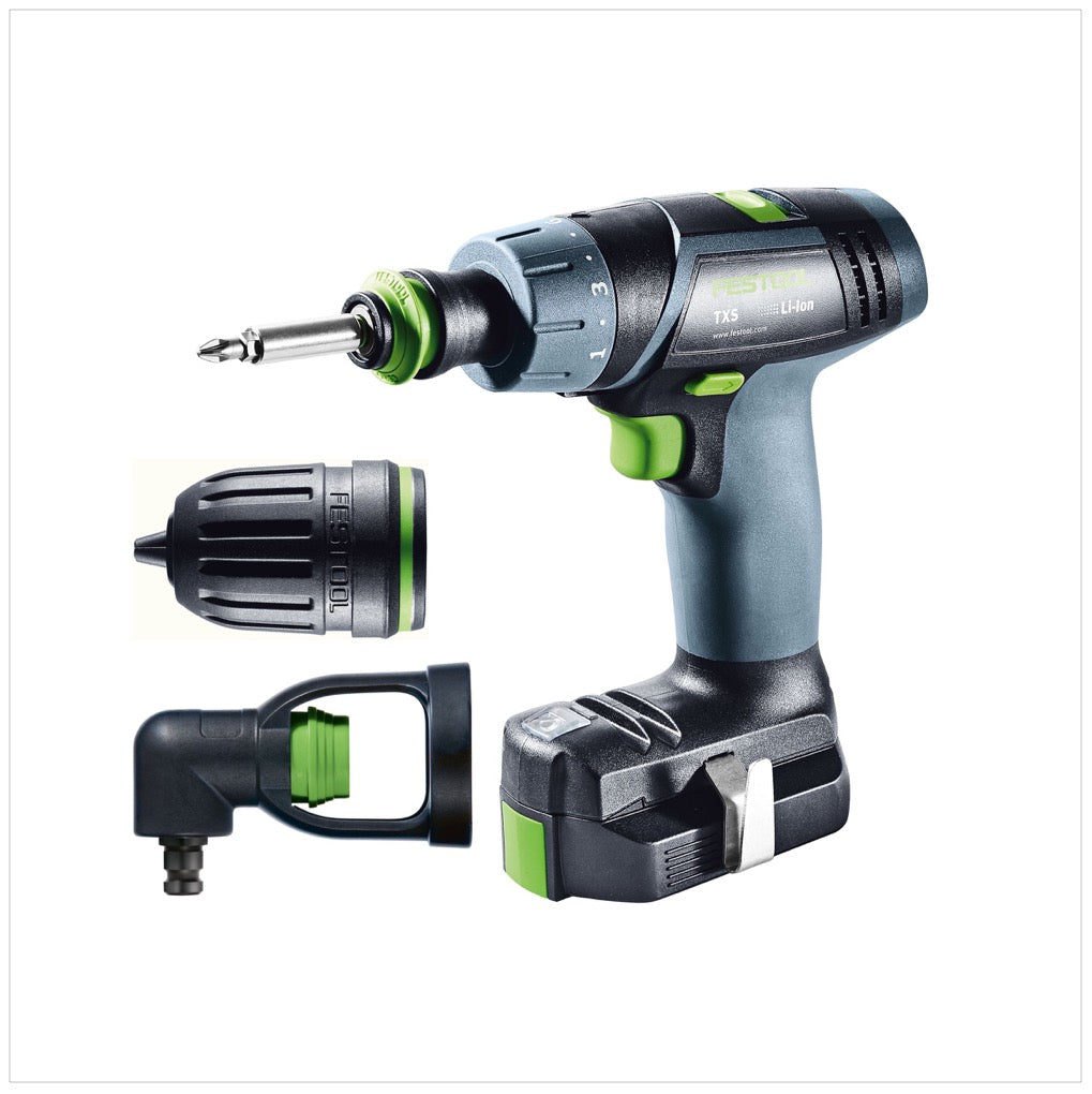 Festool TXS Li 2,6 Set Akku Bohrschrauber 10,8V ( 564510 ) 16Nm im Systainer + Winkelvorsatz + 2x 2,6Ah Akku + Ladegerät - Toolbrothers