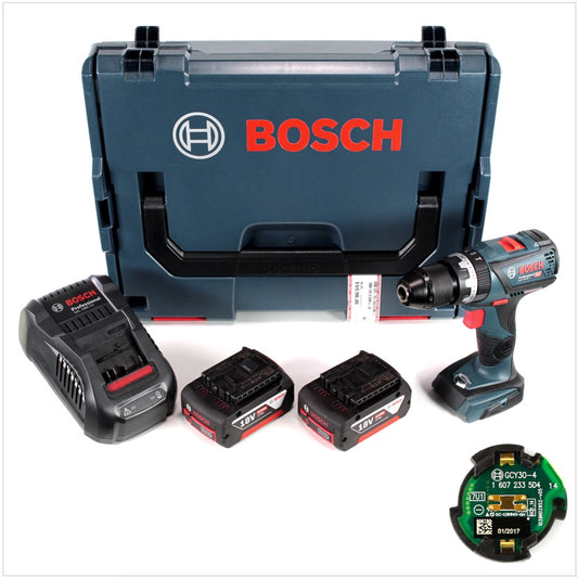 Bosch GSB 18V-60 C Akku Schlagbohrschrauber 18 V 60 Nm brushless + 2x Akkus 5,0 Ah + Schnellladegerät + Connectivity Modul in L-Boxx - Toolbrothers