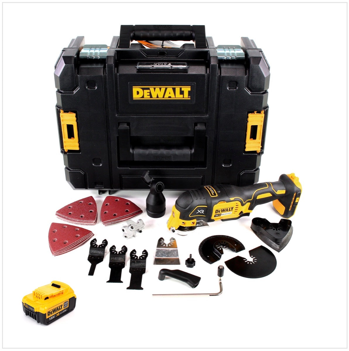 DeWalt DCS 355 NT Akku Oszillierer 18V Brushless + 1x Akku 4,0Ah + TSTAK + 29 tlg. Zubehör - ohne Lader - Toolbrothers