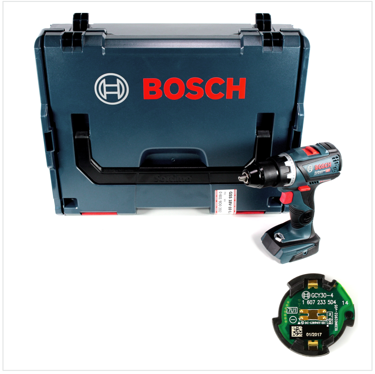 Bosch GSR 18 V-60 C Professional Li-Ion Brushless Akku Schlagbohrschrauber Solo in L-Boxx mit GCY 30-4 Professional Connectivity Modul - Toolbrothers