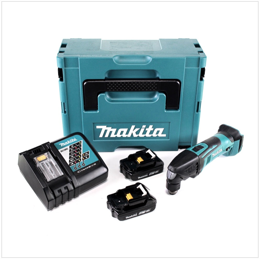 Makita DTM 50 RAJ Akku Multitool Oszillierer 18 V + 2x Akku 2,0 Ah + Ladegerät + Makpac - Toolbrothers