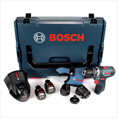 Bosch GSR 12V-15 FC Professional FlexiClick Akku Bohrschrauber mit 2 x 2,5 Ah Akkus + Lader + 3 tlg. Aufsätze - Set in L-Boxx - Toolbrothers