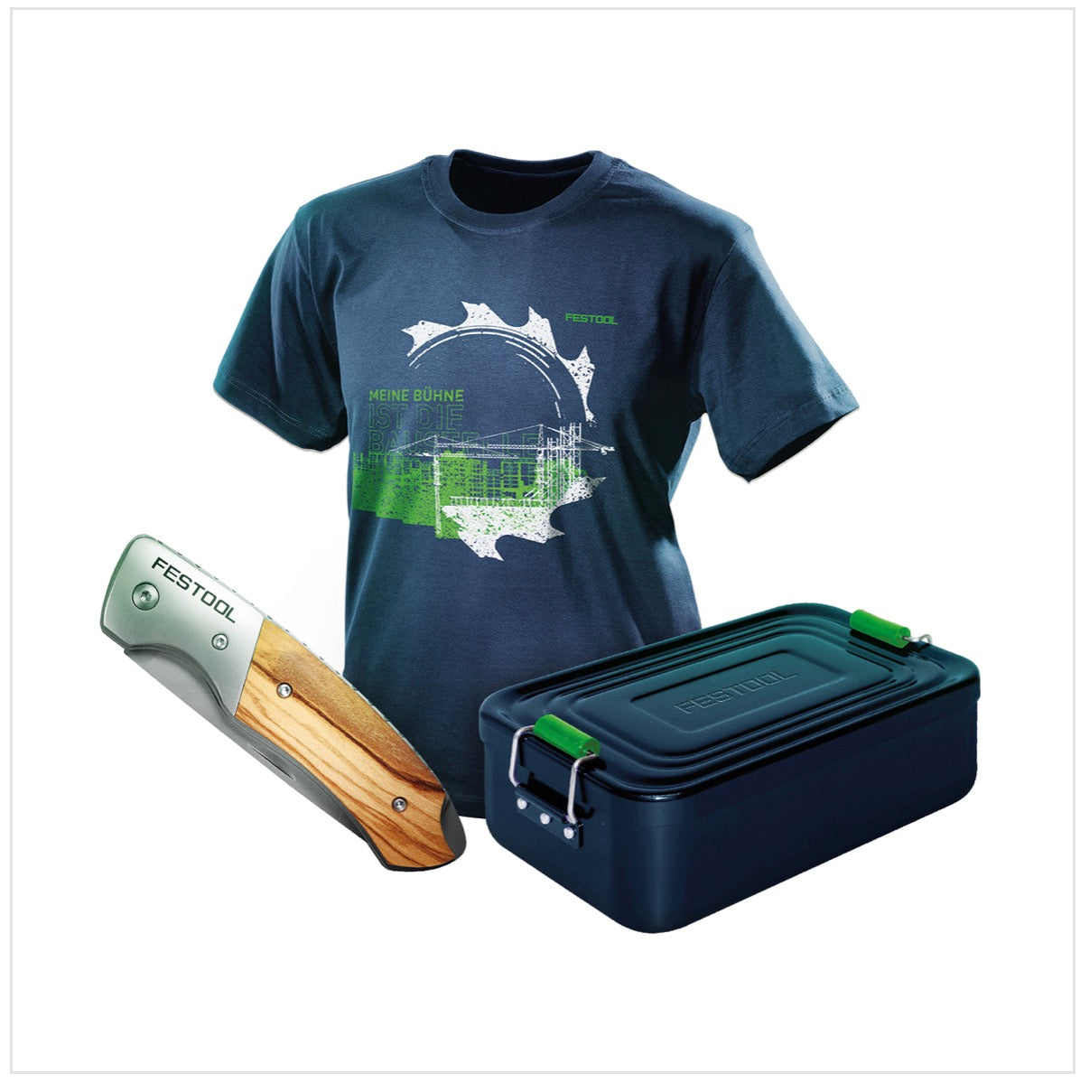 Festool Fan Paket 2017 mit T-Shirt Größe L + Vesper Brotdose + Klapp Messer - Toolbrothers