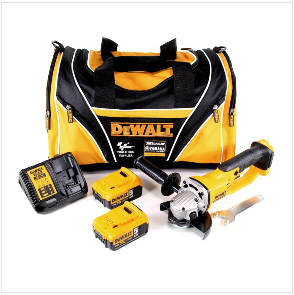 DeWalt DCG 412 Akku Winkelschleifer 18V 125mm + 2x Akkus 5,0Ah + Ladegerät + Sporttasche - Toolbrothers