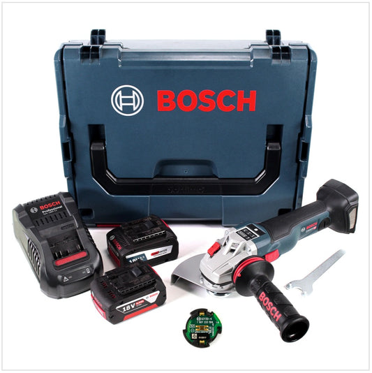 Bosch GWS 18 V-150 SC Professional Akku Winkelschleifer 150 mm in L-Boxx mit GCY 30-4 Connectivity Modul + 2x GBA 6,0 / 6,3 EneRacer Ah Akkus + GAL 1880 Ladegerät - Toolbrothers