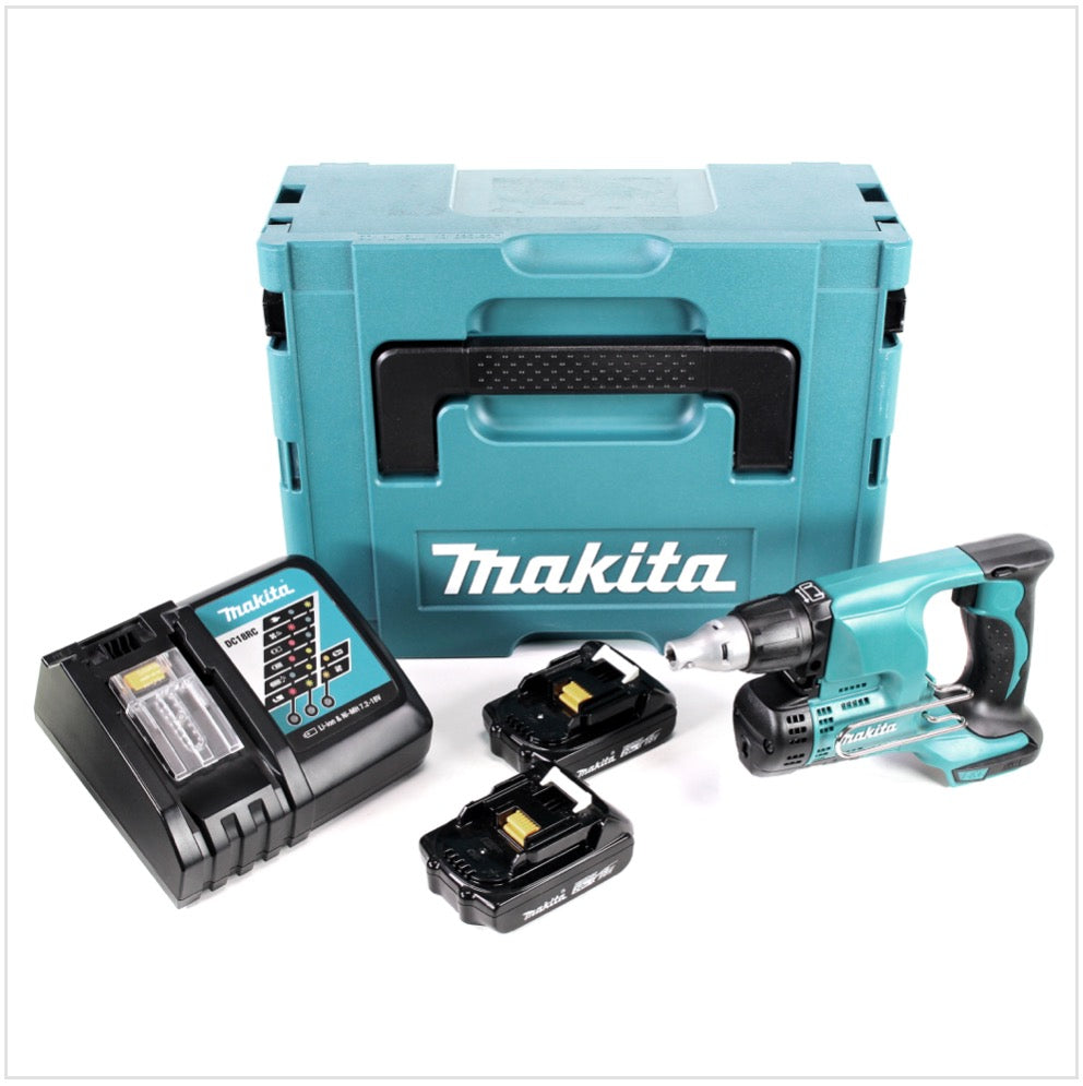 Makita DFS 450 RAJ Akku Trockenbauschrauber 18 V + 2x Akku 2,0 Ah + Ladegerät + Makpac - Toolbrothers