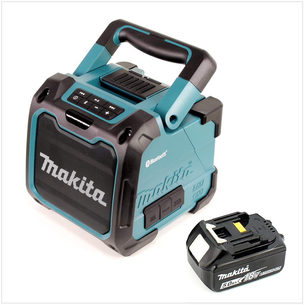 Makita DMR 200 Akku Baustellenlautsprecher 10,8-18V Grün Bluetooth + 1x Akku 5Ah - ohne Ladegerät - Toolbrothers