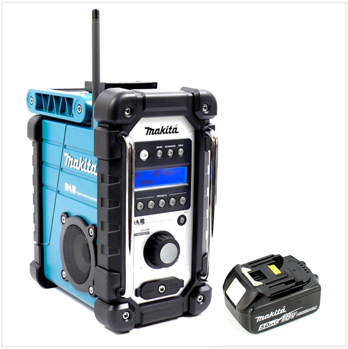 Makita DMR 104 Baustellen Radio Schwarz Grün DAB Digital + 1x BL 1850 B 18V - 5Ah Akku - ohne Ladegerät - Toolbrothers