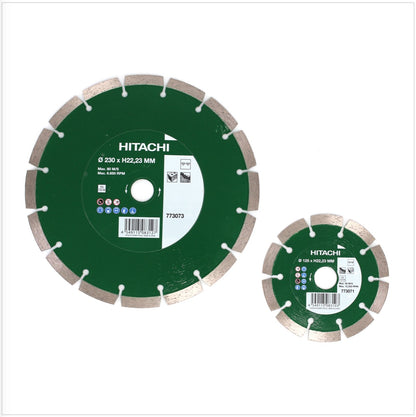 Hitachi Winkelschleifer Set 2.0 G 23ST 230 mm - 2000 W + G 13STA 125 mm - 600 W inkl. 2 x Diamant Trennscheibe - Toolbrothers