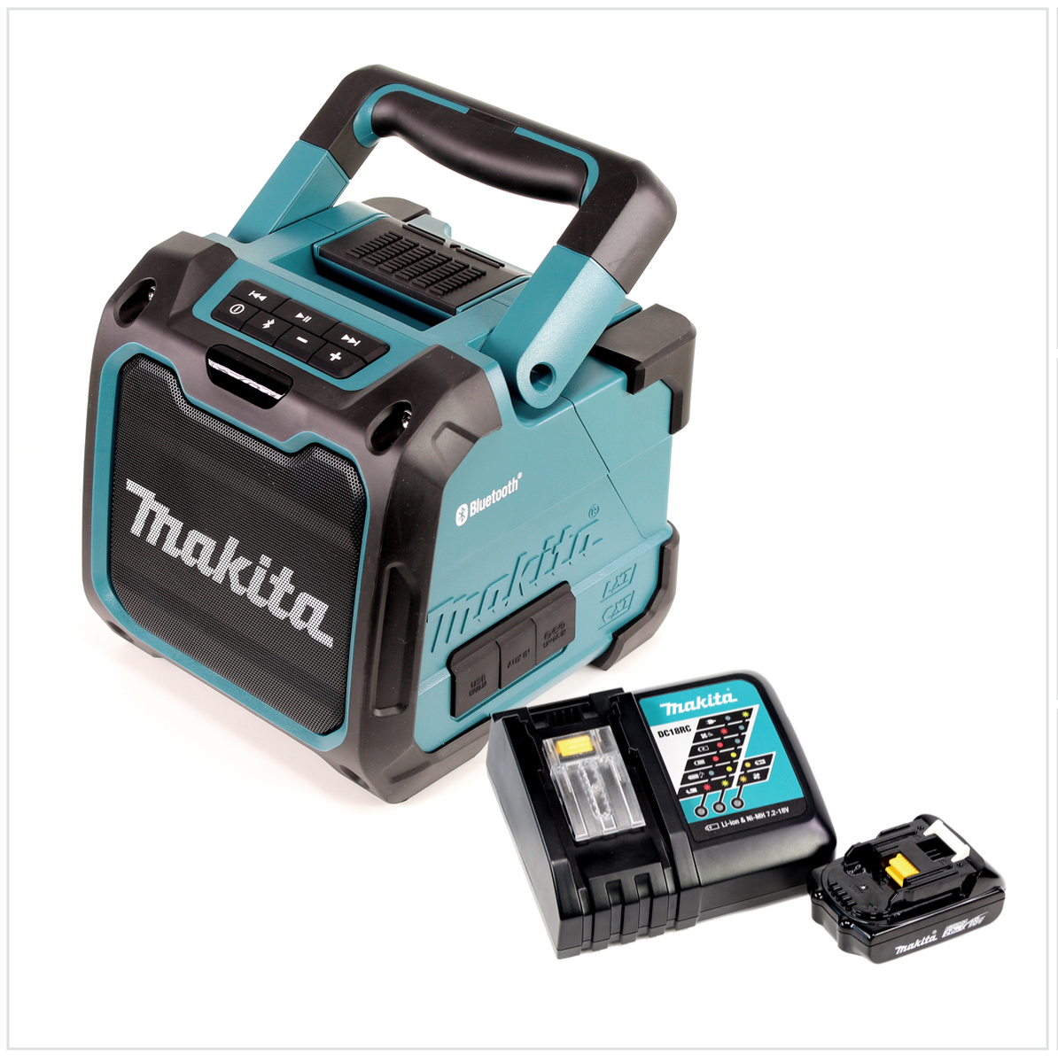 Makita DMR 200 RA1 Baustellen Lautsprecher 10,8 - 18 V Bluetooth Grün + 1x Akku 2,0 Ah + Ladegerät - Toolbrothers