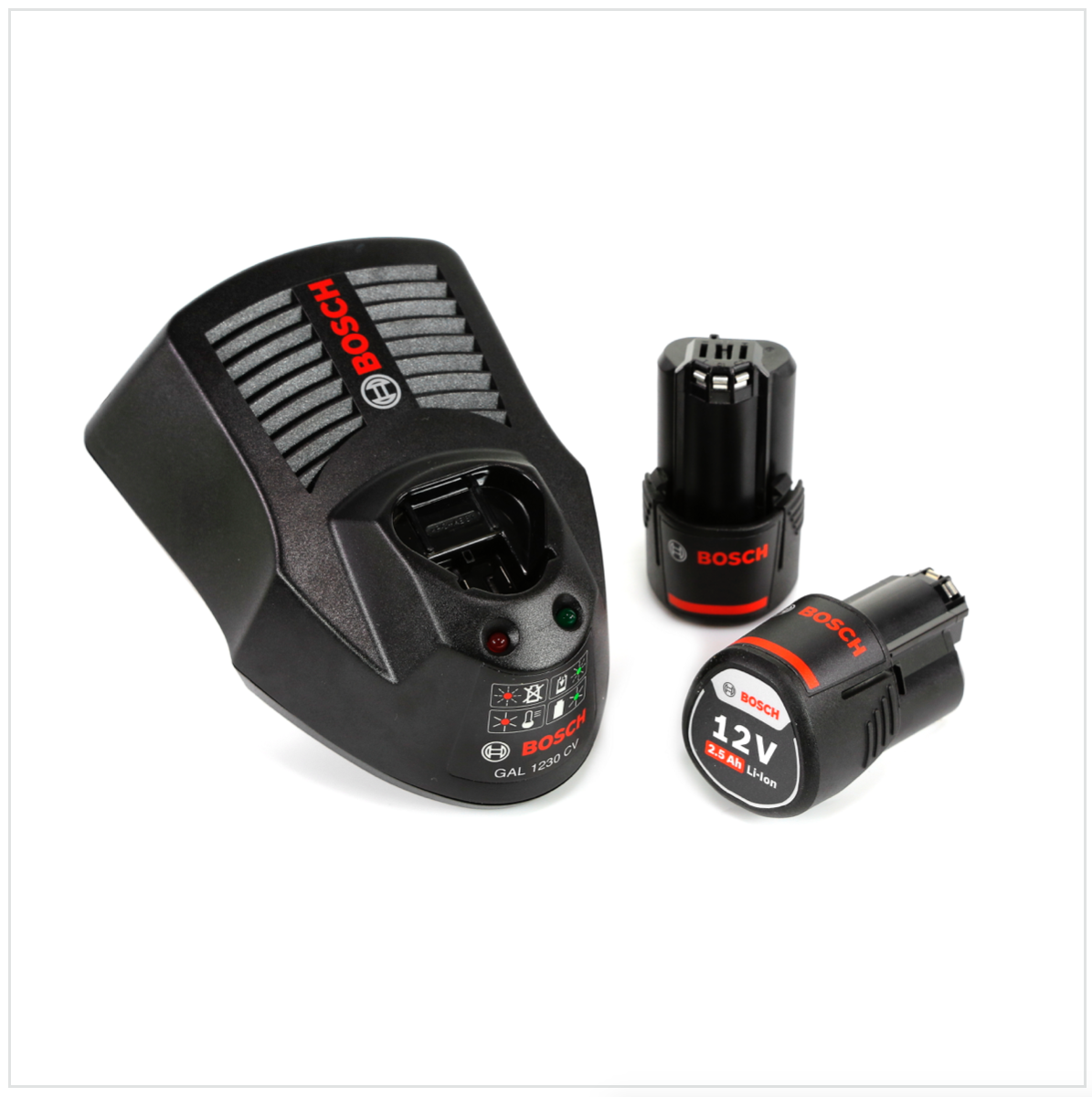 Bosch USB Power Set 12V 2x 2,5Ah Akku + Ladegerät + GAA 12V Akku USB Ladegerät Aufsatz Adapter - Toolbrothers