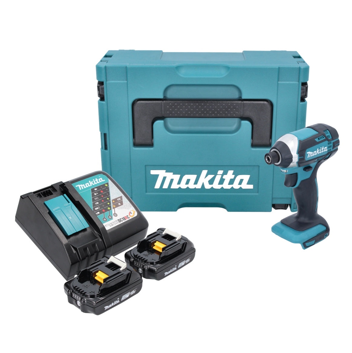 Makita DTD 152 RAJ Akku Schlagschrauber 18 V 165 Nm 1/4" + 2x Akku 2,0 Ah + Ladegerät + Makpac - Toolbrothers