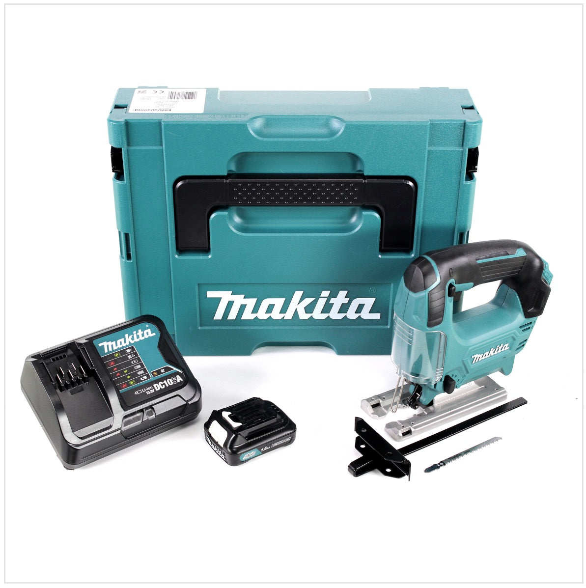 Makita JV 101 DY1J-D 10,8 V Akku Pendelhub Stichsäge + 1 x 1,5 Ah Akku + Ladegerät im Makpac 1 Systemkoffer - Toolbrothers