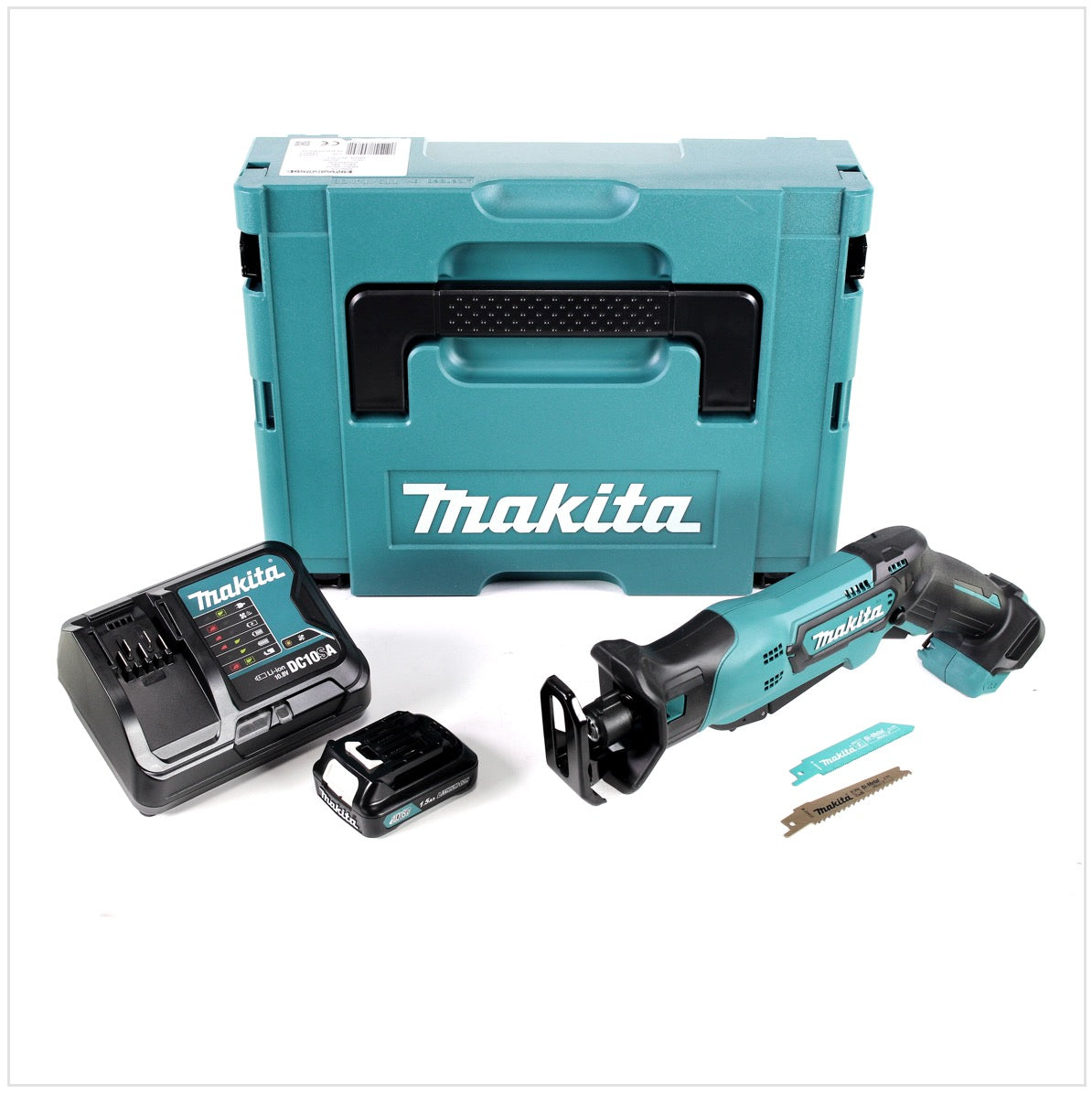 Makita JR 103 DY1J-D 10,8 V Akku Säbel Reciprosäge + 1 x 1,5 Ah Akku + Ladegerät im Makpac 1 Systemkoffer - Toolbrothers