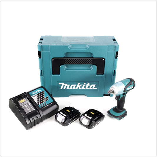 Makita DTW 251 RAJ Akku Schlagschrauber 18 V 230 Nm 1/2" + 2x Akku 2,0 Ah + Ladegerät + Makpac - Toolbrothers