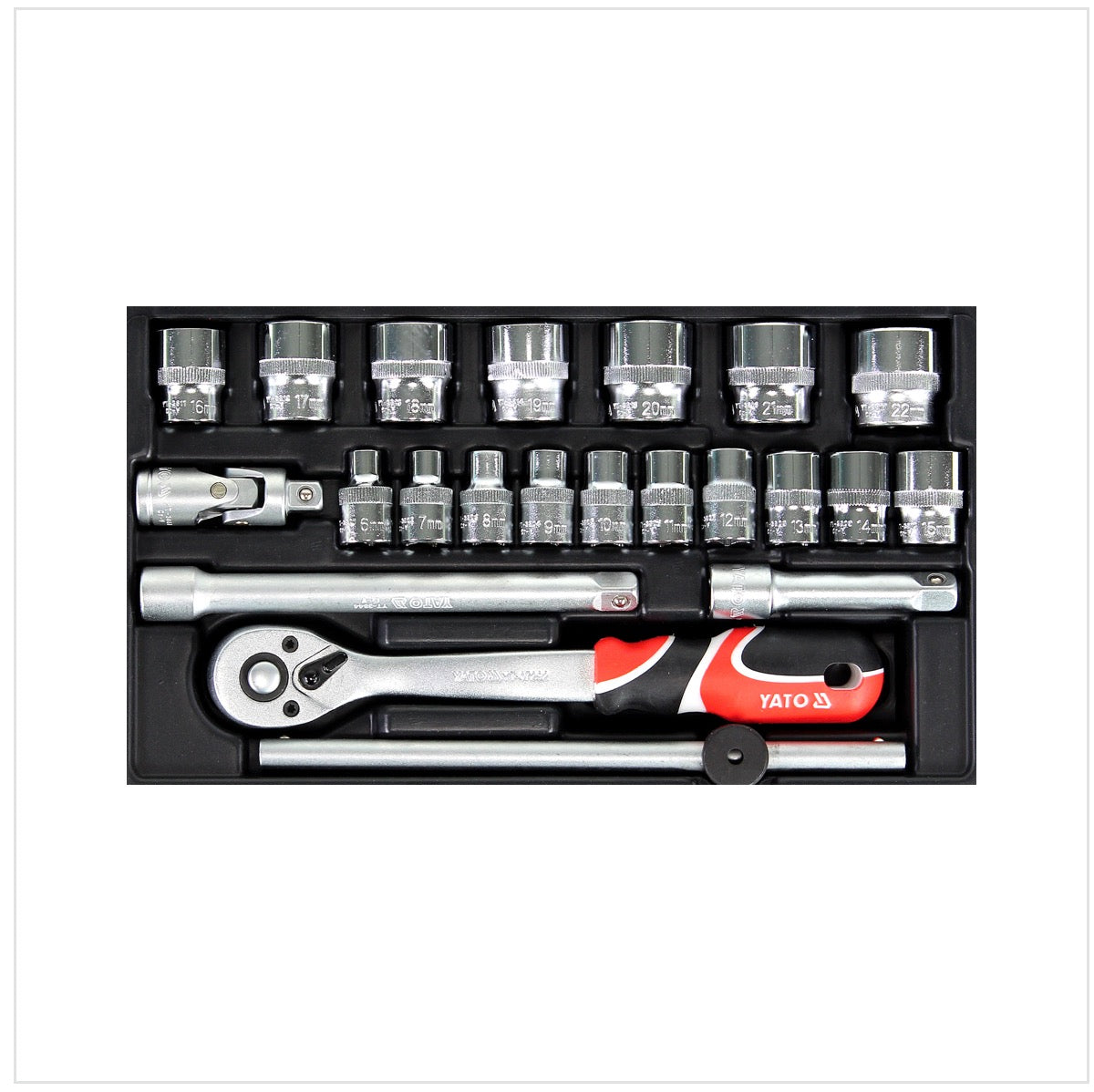 Yato YT-38561 Werkzeugkasten Steckschlüssel Satz 22 tlg. 3/8" mit Knarre - Toolbrothers