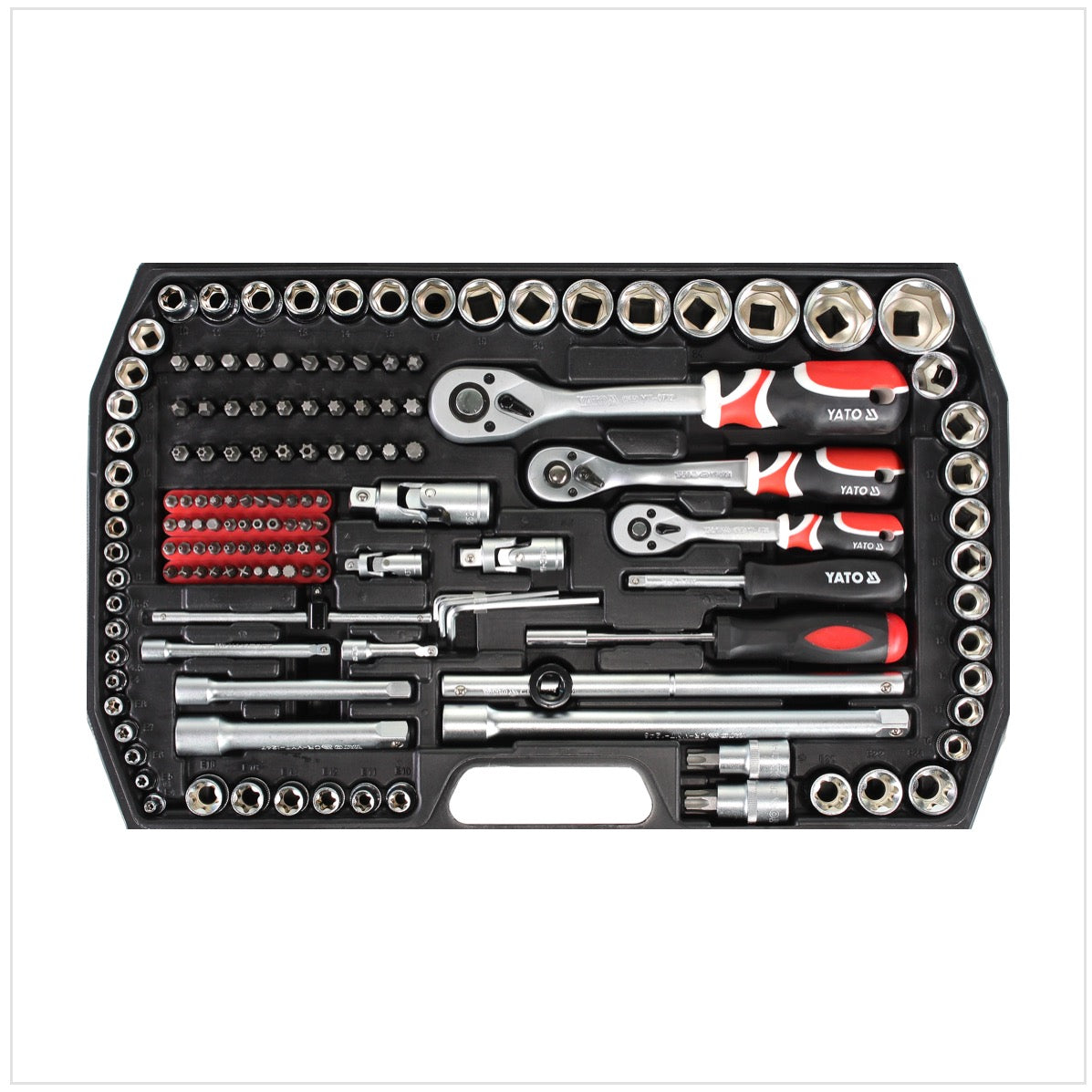 Yato YT-3884 Werkzeugkasten Steckschlüssel Satz 216 tlg. mit Knarren 1/4" + 1/2" + 3/8" Aufnahme - Toolbrothers