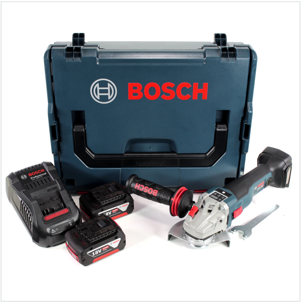 Bosch GWS 18 V 115 SC Akku Winkelschleifer in L-Boxx + GCY 30-4 Connectivity Modul + 2x GBA 18 V 5,0 Ah Akku + 1x GAL 1880 CV Ladegerät - Toolbrothers