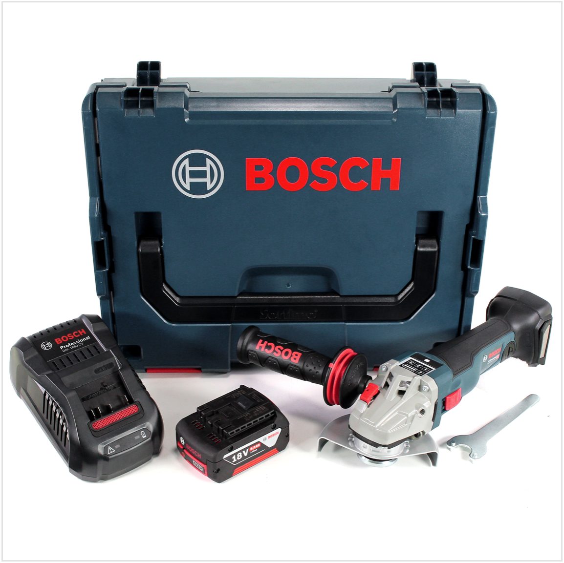 Bosch GWS 18 V 115 SC Akku Winkelschleifer in L-Boxx + GCY 30-4 Connectivity Modul + 1x GBA 18 V 6,0 Ah Akku + 1x GAL 1880 CV Ladegerät - Toolbrothers