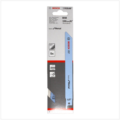 Bosch 5x Säbelsägeblätter S 918 AF 150 mm Basic for Metal ( 2608651780 ) - Toolbrothers