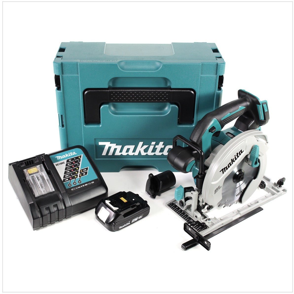 Makita DHS 680 RA1J Akku Handkreissäge 18 V 165 mm Brushless + 1x Akku 2,0 Ah + Ladegerät + Makpac - Toolbrothers