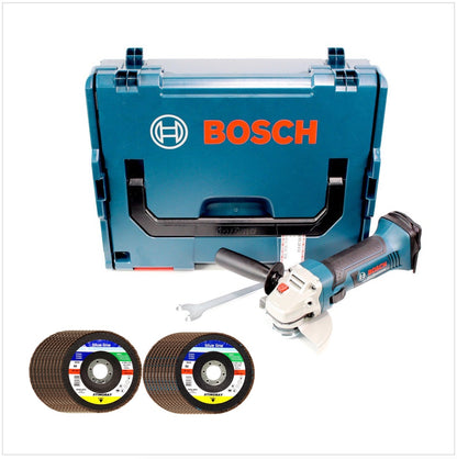 Bosch GWS 18-125 V-LI Akku Winkelschleifer 18V 125mm + 20 x SIA Stingray Fächerscheibe + L-Boxx - Toolbrothers