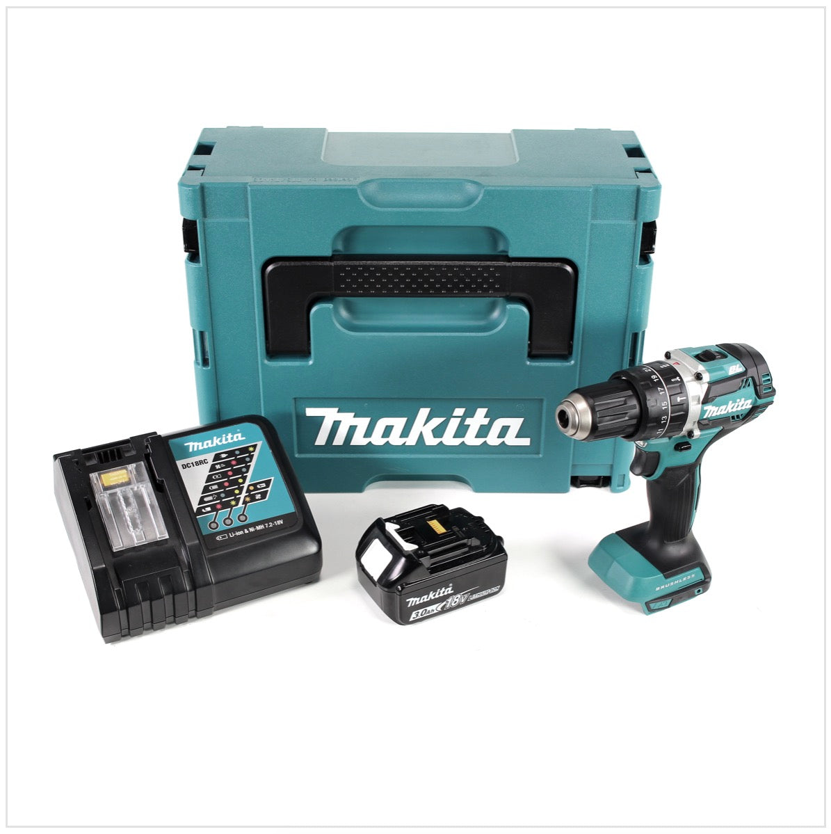 Makita DHP 484 RF1J 18V Li-ion Akku Schlagbohrschrauber im Makpac inkl. 1x 3,0 Ah Akku und Ladegerät - Toolbrothers