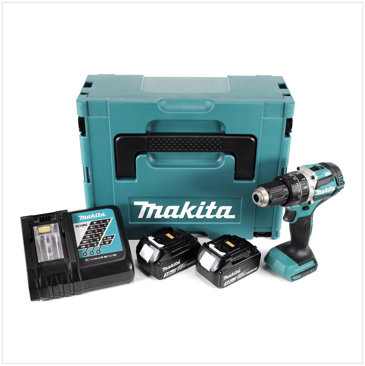 Makita DHP 484 RFJ 18V Li-ion Akku Schlagbohrschrauber im Makpac inkl. 2x 3,0 Ah Akku und Ladegerät - Toolbrothers