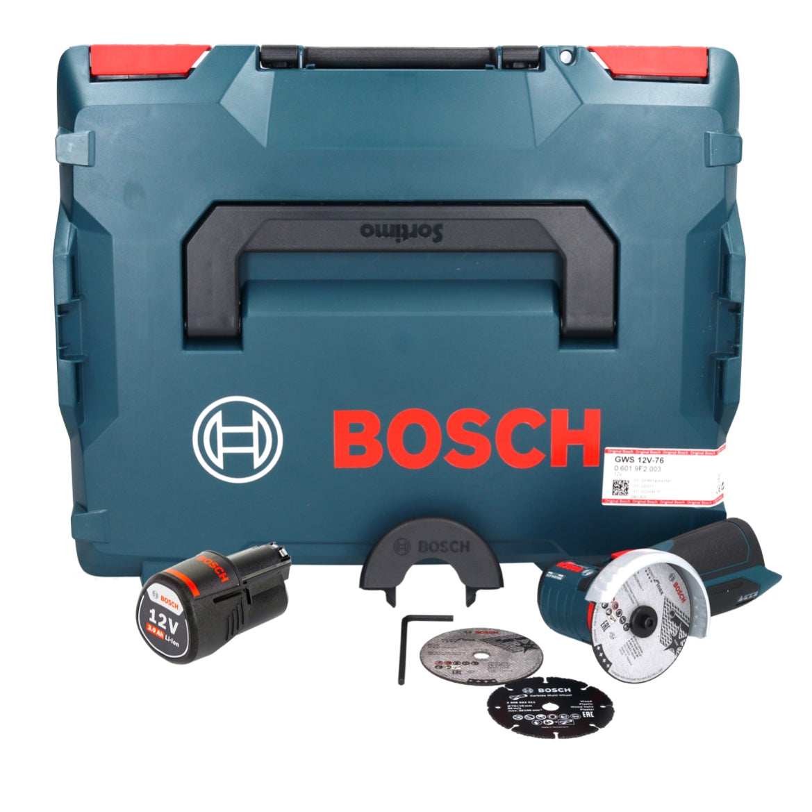 Bosch GWS 12V-76 Professional Akku Winkelschleifer 12 V 76 mm Brushless + 1x Akku 3,0 Ah + L-Boxx - ohne Ladegerät - Toolbrothers