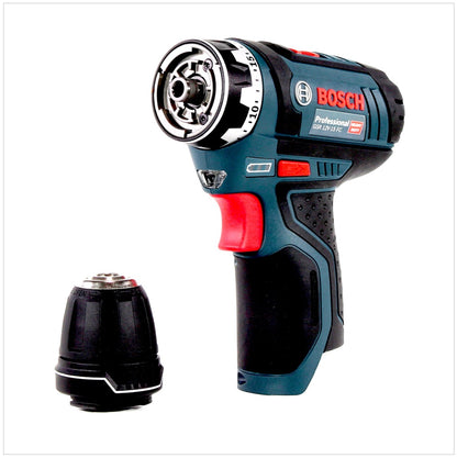 Bosch GSR 12V-15 FC Professional FlexiClick Akku Bohrschrauber mit Bohrfutteraufsatz in L-Boxx mit 2x Bosch GBA 3,0 Ah Akku und GAL 1230 CV Ladegerät - Toolbrothers