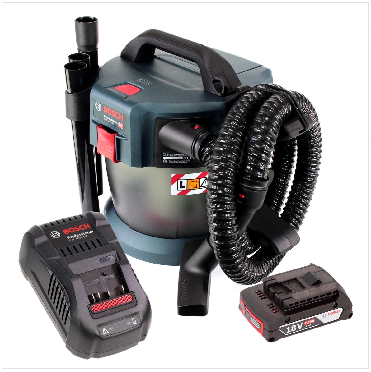 Bosch GAS 18V-10 L Professional Li-Ion Akku Staubsauger Nass- und Trockensauger + 1x GBA 2,0 Ah Akku + GAL 1880 CV Ladegerät - Toolbrothers