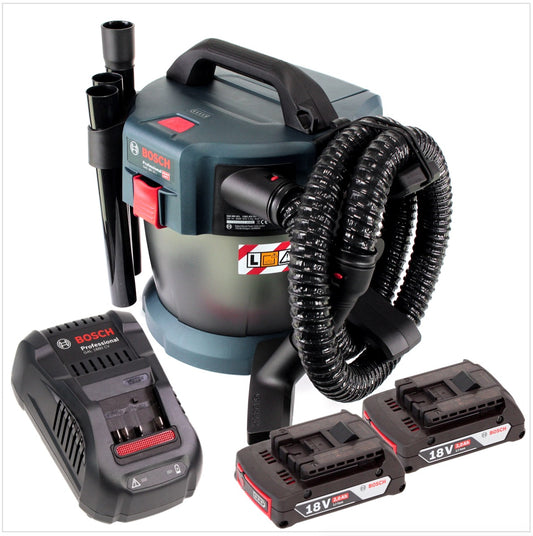 Bosch GAS 18V-10 L Professional Li-Ion Akku Staubsauger Nass- und Trockensauger + 2x GBA 2,0 Ah Akku + GAL 1880 CV Ladegerät - Toolbrothers