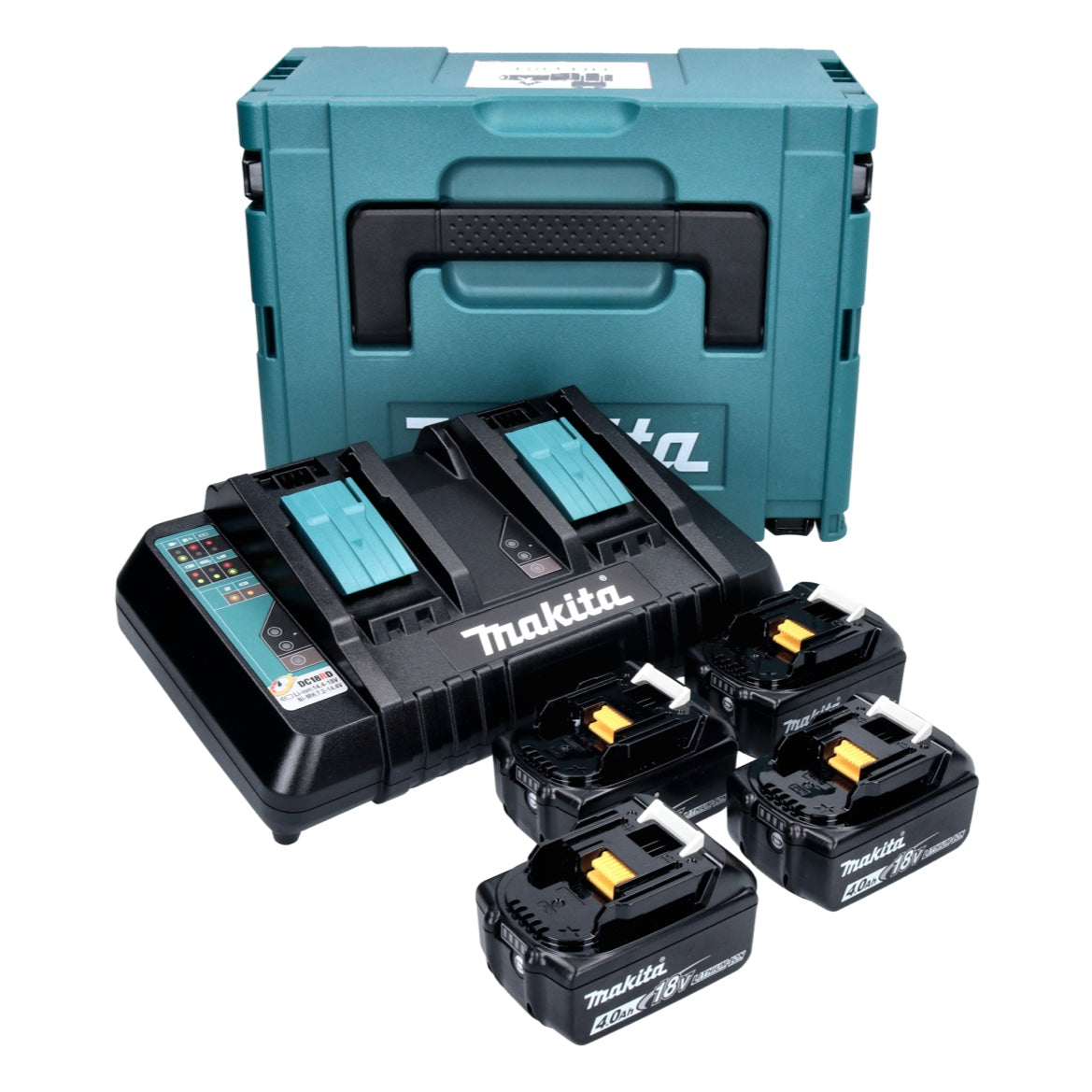 Makita Power Source Kit 18 V mit 4x BL 1840 B Akku 4,0 Ah + DC 18 RD Doppelladegerät ( 197503-4 ) + Makpac - Toolbrothers