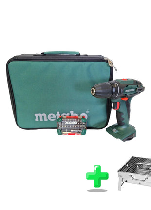 Taladro atornillador a batería Metabo BS 18 18 V 48 Nm + caja de puntas + bolsa + parrilla de carbón para exterior Toolbrothers