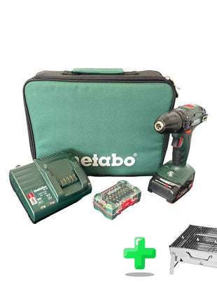 Set perceuse-visseuse sans fil Metabo BS 18 18 V 48 Nm (602207580) + 1x batterie 2,0 Ah + chargeur + coffret d'embouts + sac + barbecue au charbon d'extérieur Toolbrothers