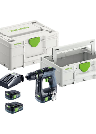 Festool CXS 12 2.5-Plus perceuse-visseuse sans fil 12 V 30 Nm sans balai (576864) + 2x batteries 2,5 Ah + chargeur + Systainer + Systainer ToolBox SYS3 TB M 137