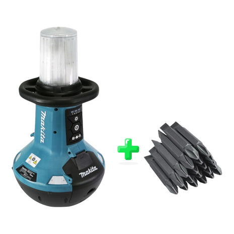 Makita DML 810 Z éclairage de zone LED sur batterie 18 / 36 V (2 x 18 V) 5500 lm IP54 + 20x Makita DoppelBit PH2 &amp; LS 45 mm