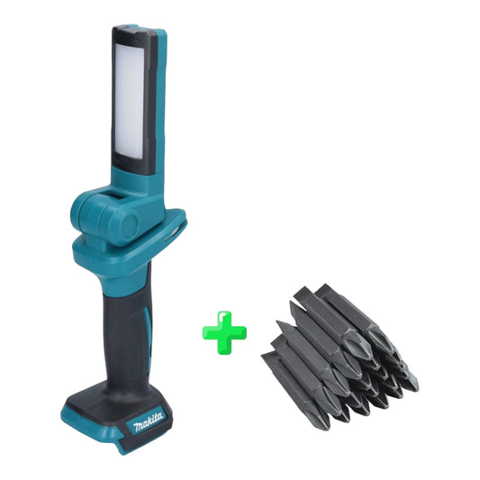 Makita DML 816 Akku Arbeitsleuchte 18 V 100 - 500 lm LED Solo + 20x Makita DoppelBit PH2 & LS 45 mm