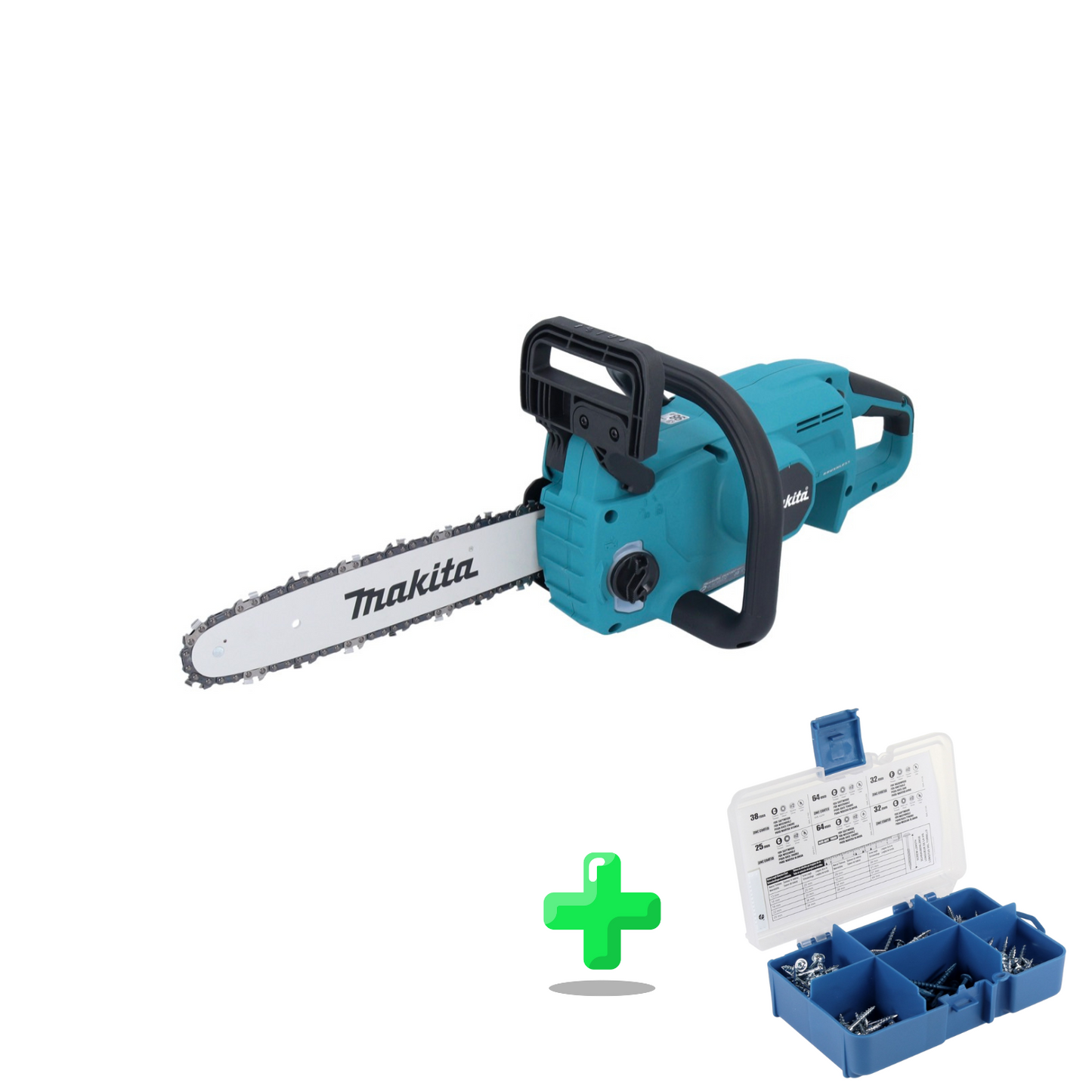 Makita DUC 307 ZX2 Akku Kettensäge 18 V 30 cm 7,7 m/s Brushless + KREG Pocket-Hole Schrauben Sortiment 260-teilig ( SK04 )