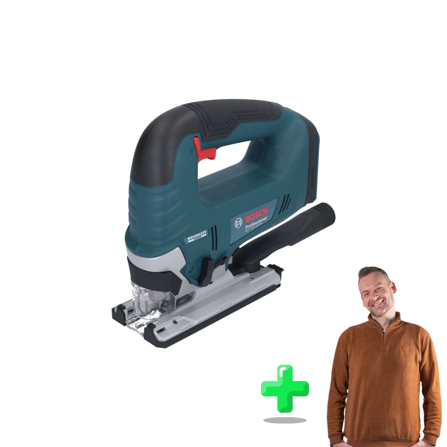 Bosch GST 18V-125 B Scie sauteuse professionnelle sans fil 18 V 125 mm sans balais + Sweat-shirt Toolbrothers quart de zip