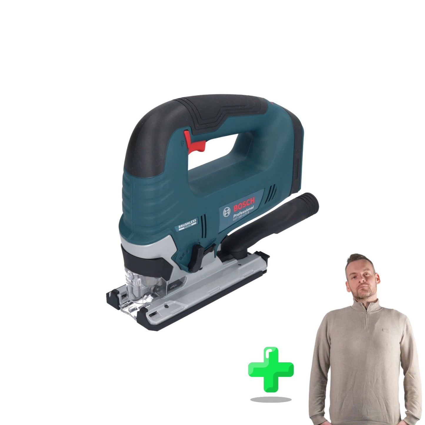 Bosch GST 18V-125 B Scie sauteuse professionnelle sans fil 18 V 125 mm sans balais + Sweat-shirt Toolbrothers quart de zip